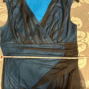 Elegant Black and Blue Mesh Dress